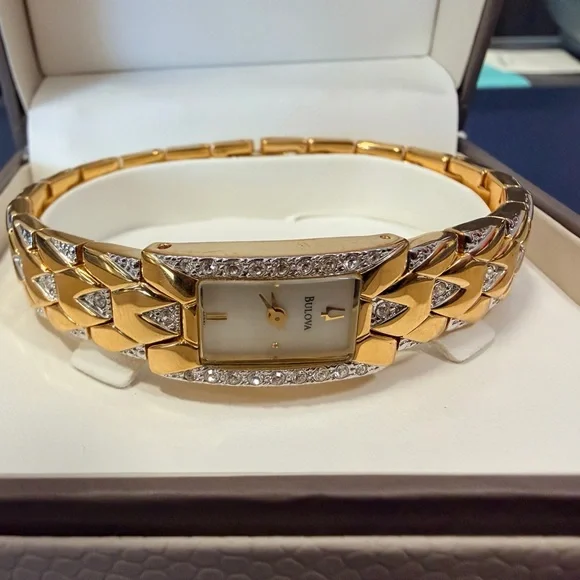 Bulova Women's Gold and Silver Watch with Diamond Accents - Picture 2 of 6